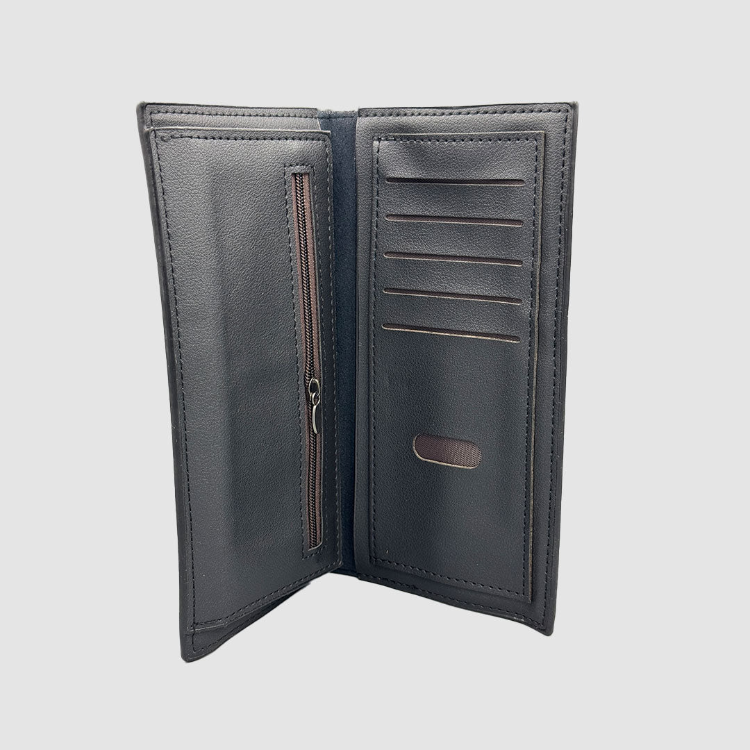 Balisi Men's Black Leather Long Wallet