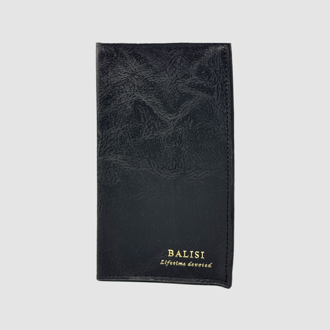 Balisi Men's Black Leather Long Wallet